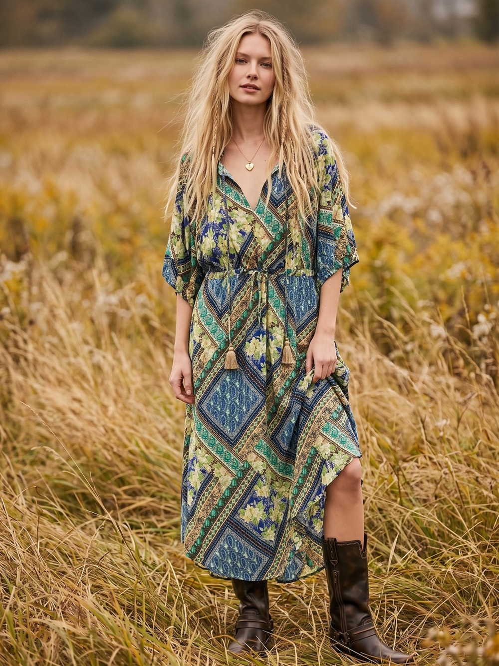 Johnny Was Bohemian Patchwork Midi Maxi Shift Dress Size XXL
